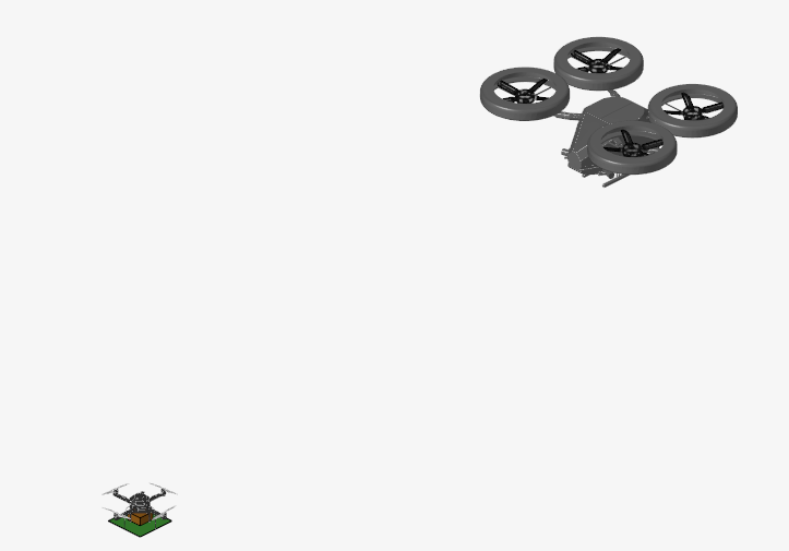 A drone with wheels and a small square objectDescription automatically generated with medium confidence