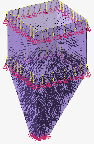 A purple cube with yellow trianglesDescription automatically generated