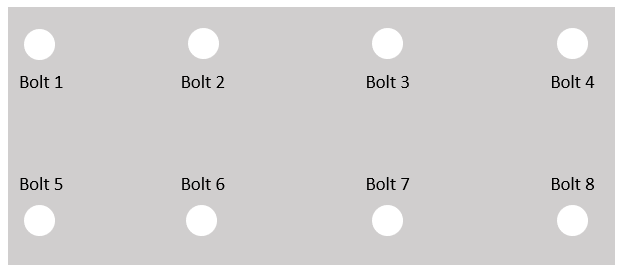 A group of bolts with white textDescription automatically generated with medium confidence